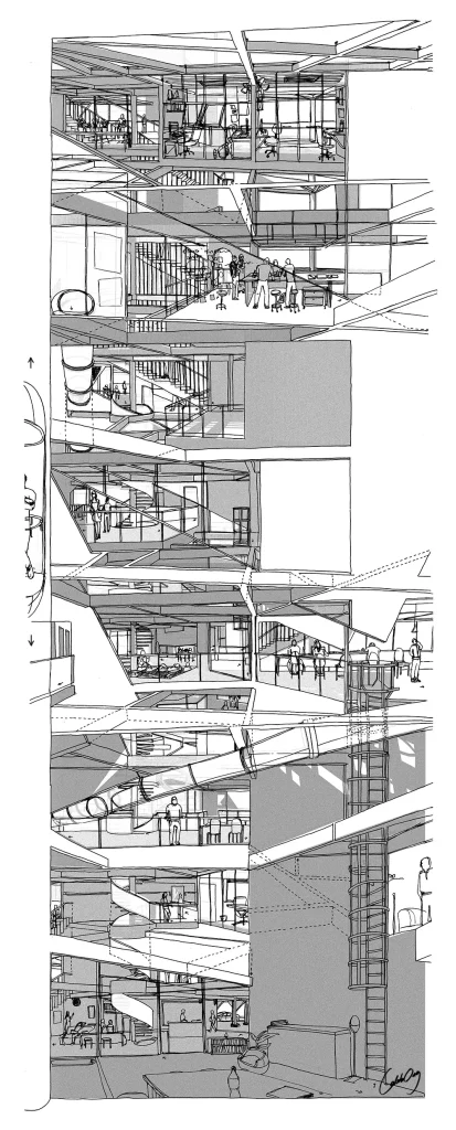View out from the elevator (Vertical Movement)