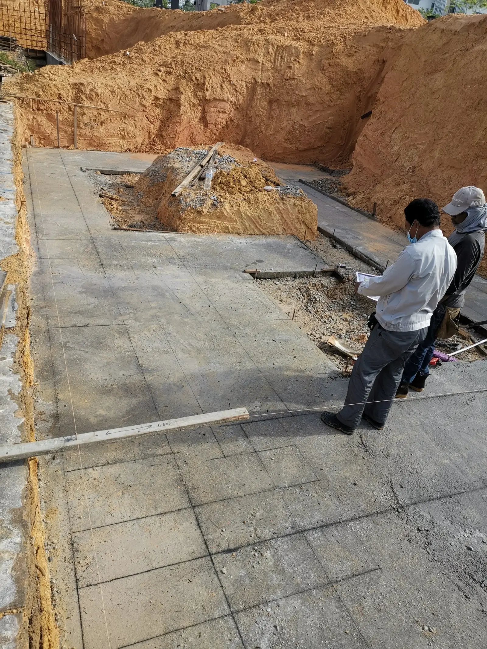 Completion of the retaining wall footing 