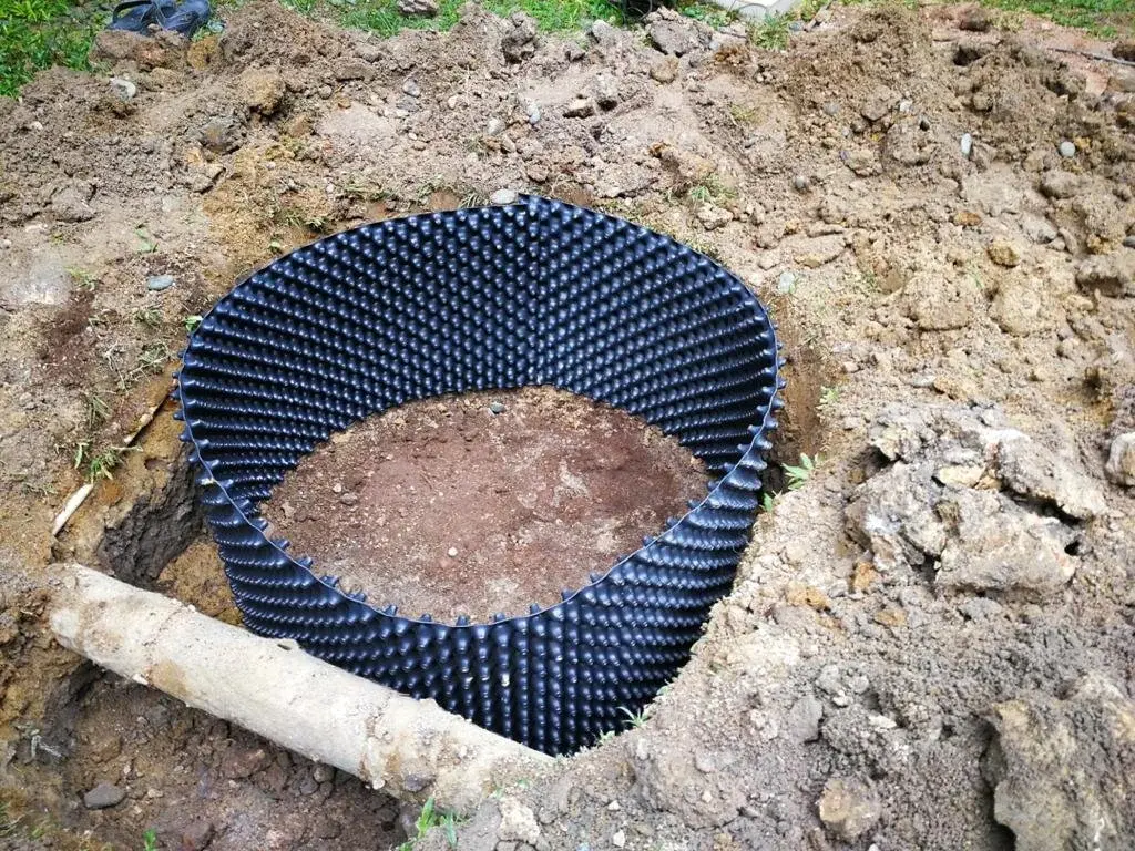 Cordrain wrapping around a planter