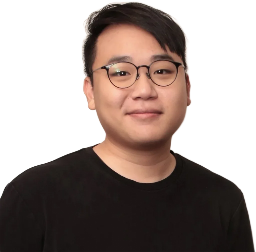 Headshot of Caleb Ong in glasses and a black T-shirt
